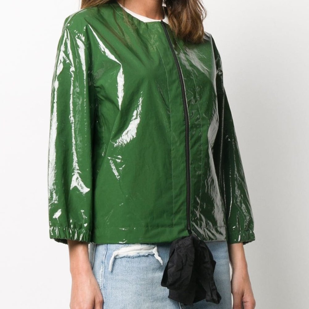 Sara Lanzi Women's Small Collarless Vinyl Jacket